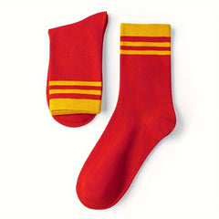3 Pairs Red Socks Year Gift Christmas Gift Soft Dress Socks Thin Crew Socks