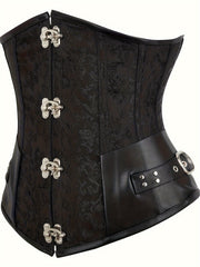 Gothic Strapless Corset Bustier Tummy Control Lace Up Jacquard Body Shaper