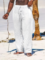 Men's Drawstring Beach Pants Solid Casual Baggy Trousers