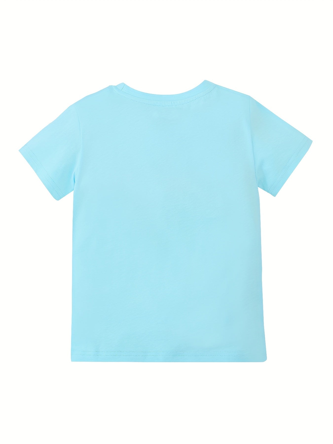 Breathable Mermaid Print T Shirt for Girls Crew Neck Casual Top for Kids