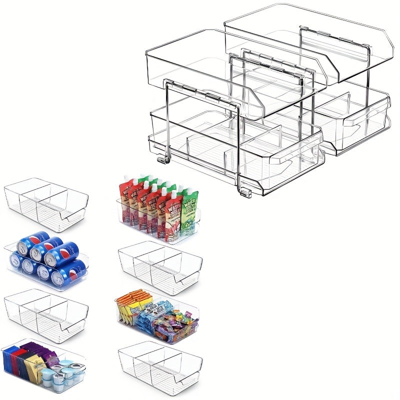 2 Tier Clear Organizer With Dividers Slide Out Storage Container