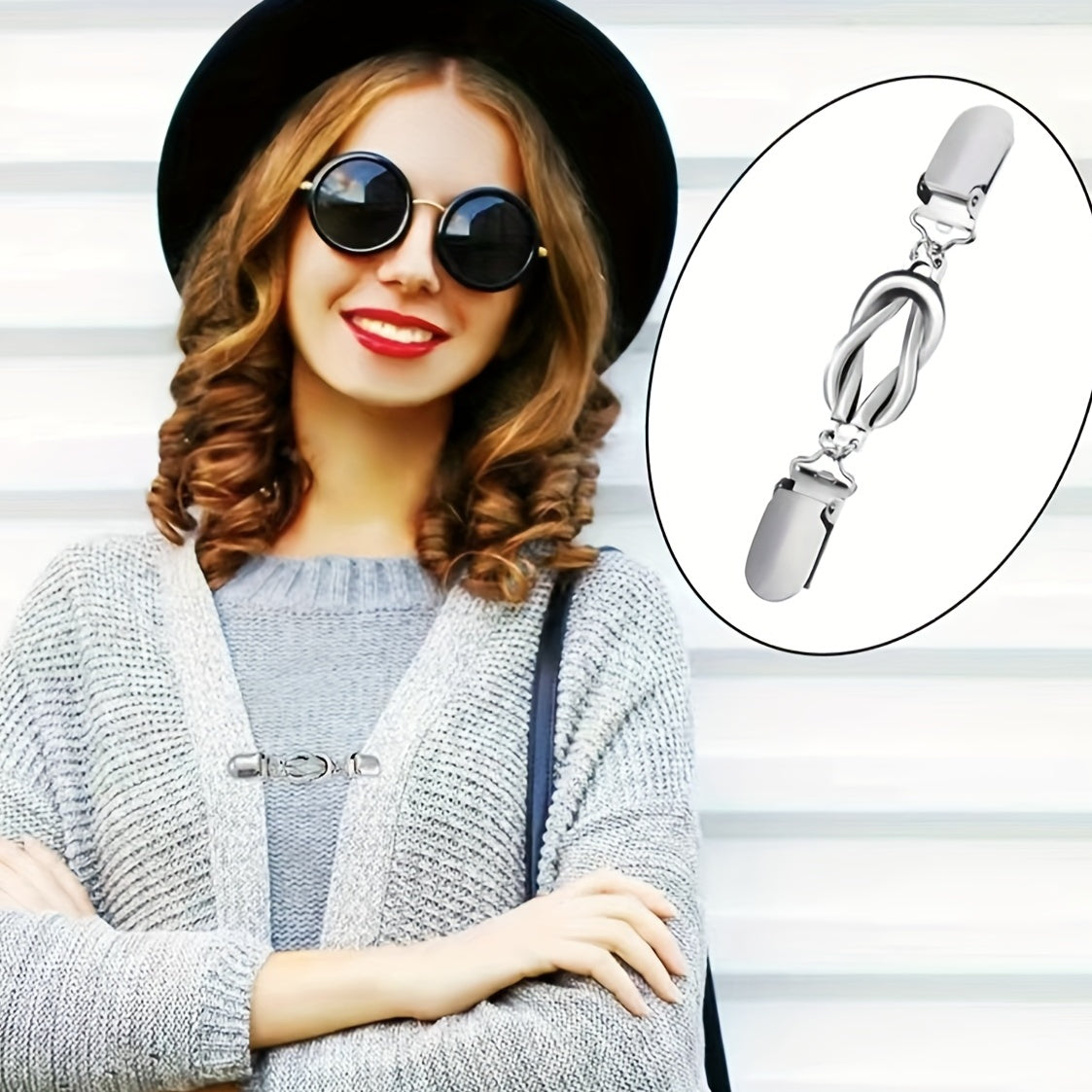 Vintage Alloy Sweater Clip Silk Scarf Cardigan Buckle Shirt Collar Clip