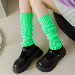 Rib Knit Leg Warmers Knee High Socks Women's Stockings