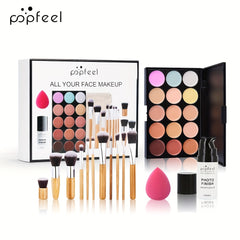 Face Makeup Set Primer Concealer Palette Powder Puff 11 Pcs Brushes