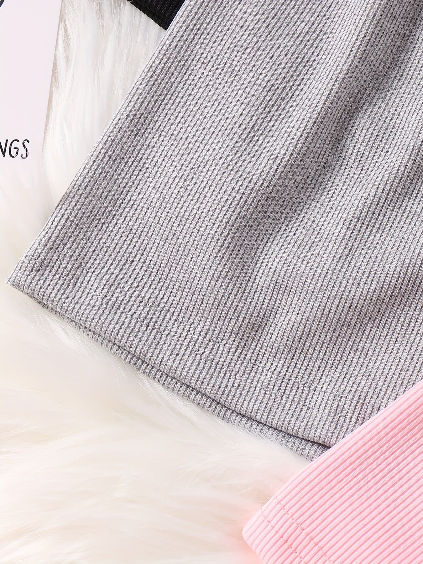 4pcs Girls Cotton Ribbed Knit Shorts Set For Leisure Lounge Comfy Fit