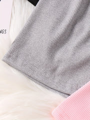 4pcs Girls Cotton Ribbed Knit Shorts Set For Leisure Lounge Comfy Fit