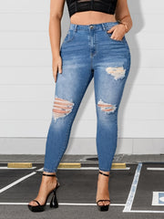 Ripped High Stretch Skinny Jeans