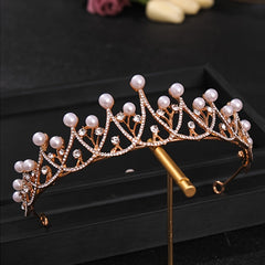 Rhinestone Pearl Queen Crown Baroque Wedding Crown For Bride Princess Tiara