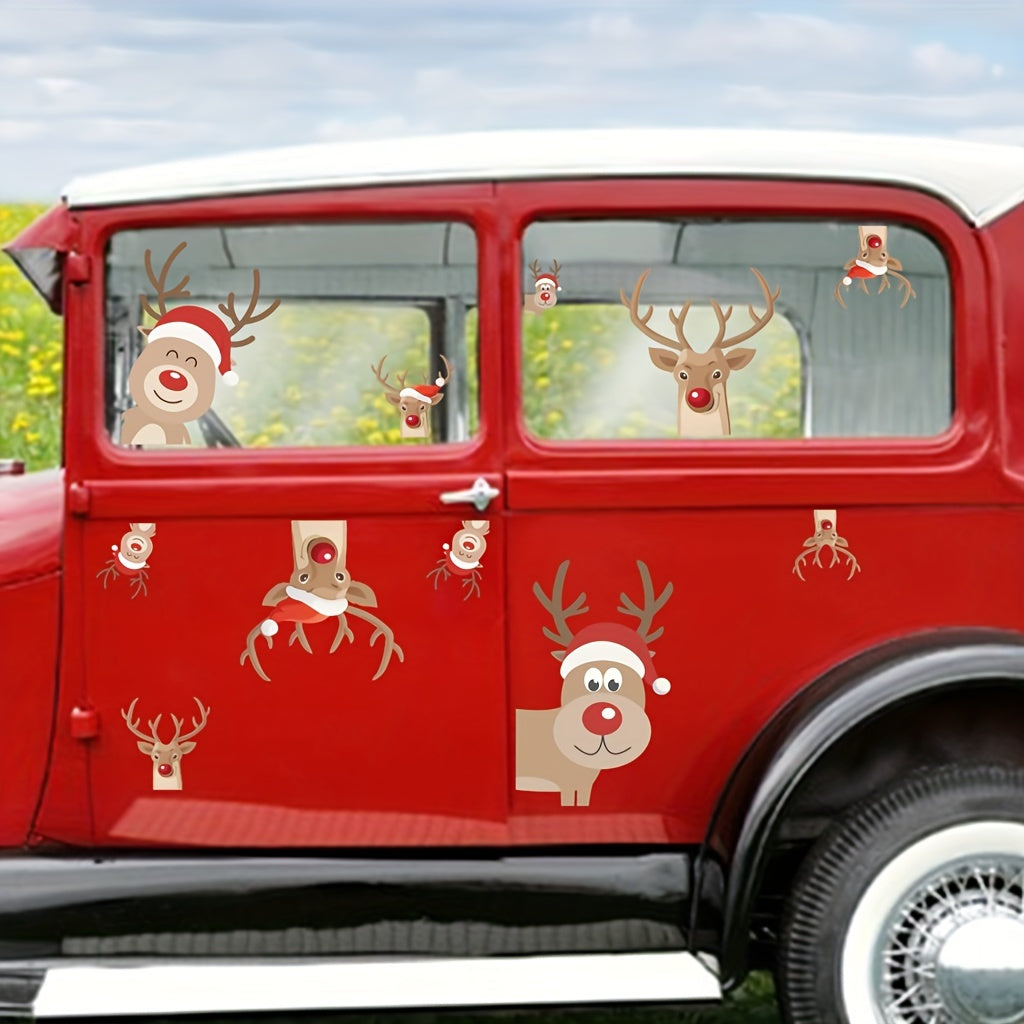 Christmas Reindeer Wall Decal Happy Cartoon Reindeer Wall Mural