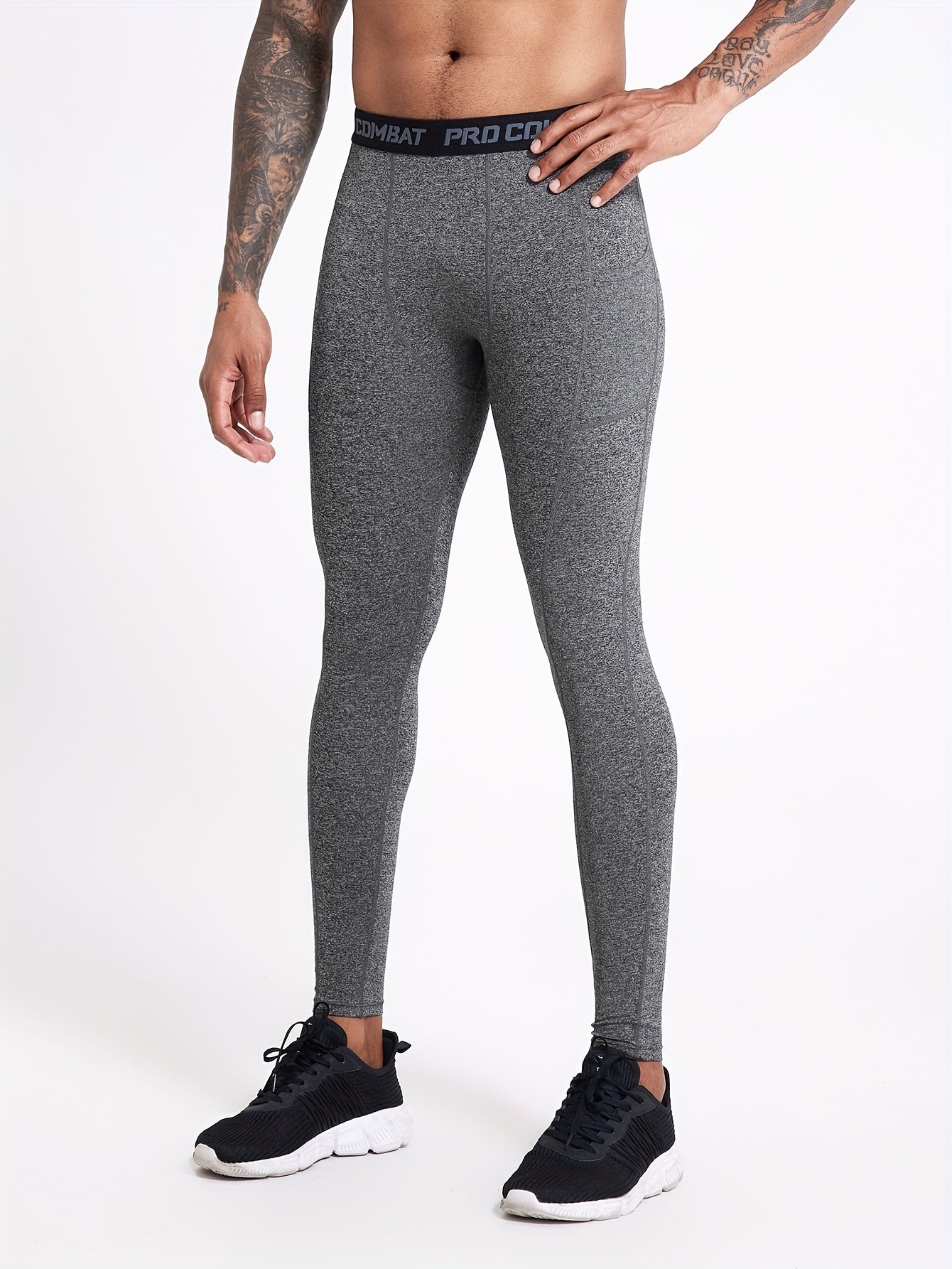 Men's Solid Leggings Active Quick Drying Sports Compression Pants