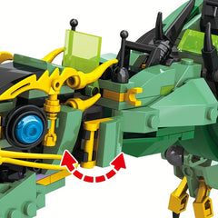 Green Chinese Dragon Building Blocks Set Educational ABS Construction Toy Animal