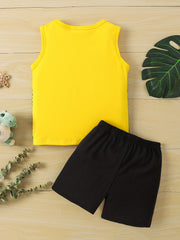 Boys Dino Driving Car Tank Top & Shorts Set