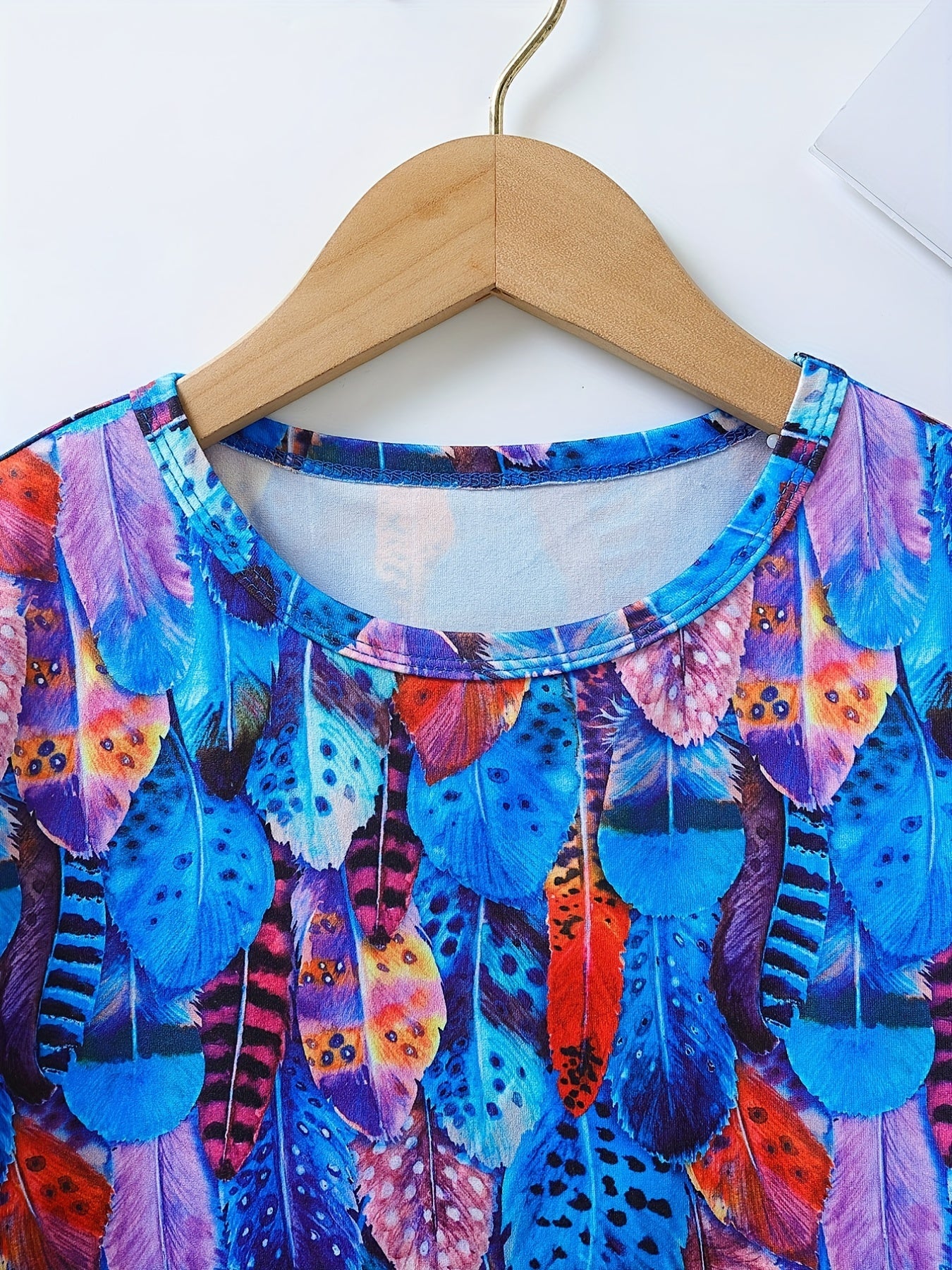 Boys Feather Print T shirt & Shorts 2pcs Loungewear Pajamas