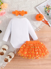 3pcs Baby Girls My 1st Halloween Onesie & Mesh Skirt Set