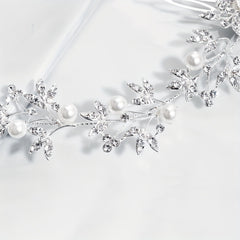 Butterfly & Pearl Hair Comb Bridal Wedding Headwear