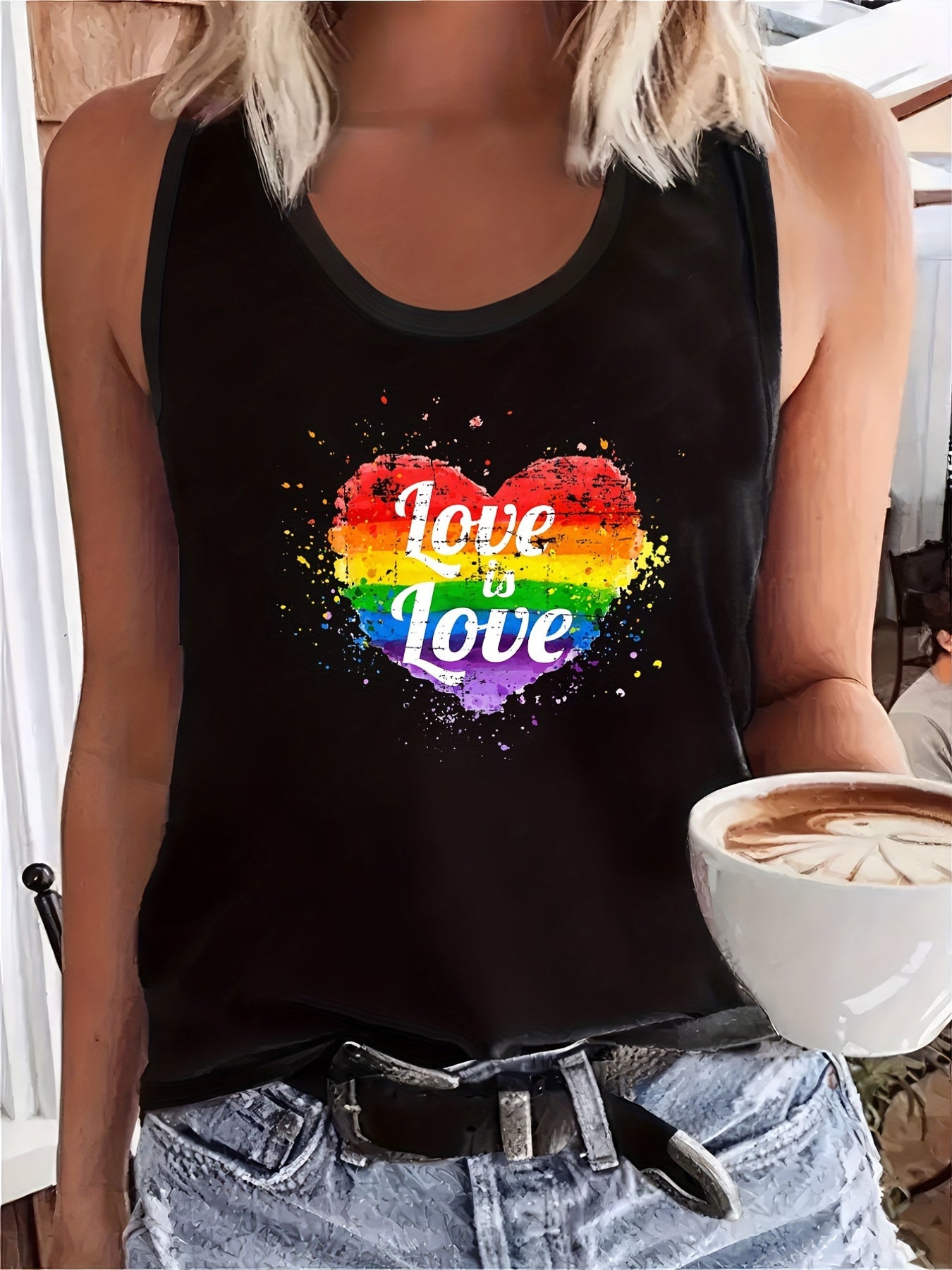 LGBT Casual Tank Top Women's Plus Rainbow Print Tank Top