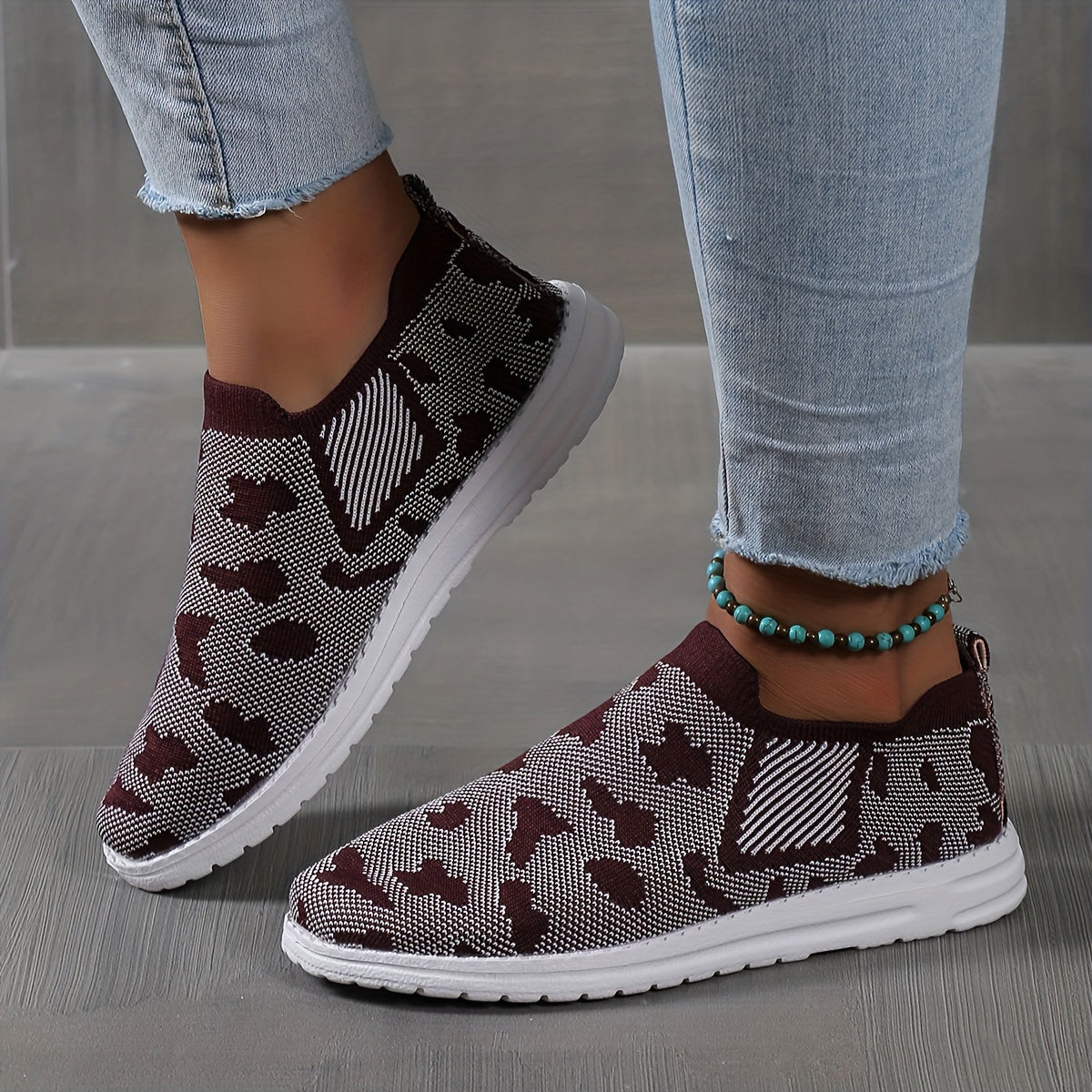 Women's Colorblock Woven Sneakers Low Round Toe Soft Sole Shoes