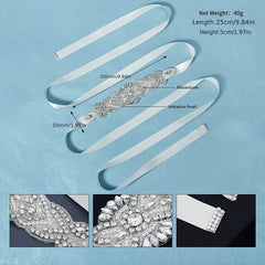 Rhinestone Bridal Belt Wedding Dress Waist Chain Sash Faux Pearl Beaded Belt