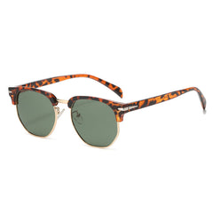 Men's Vintage Round Polarized Sunglasses Half Frame UV400 Protection