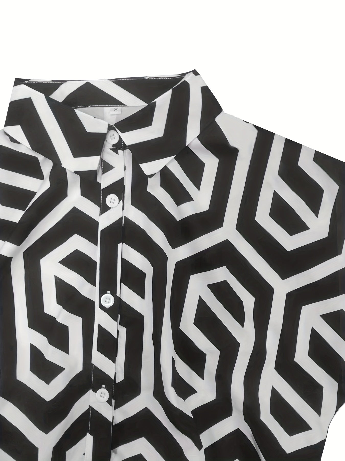 Print Drawstring Waist Jumpsuit Short Sleeve Button Jumpsuit