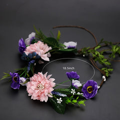 Adjustable Flower Crown Headband Women Girl Wedding Flower Wreath Hairband Tiara