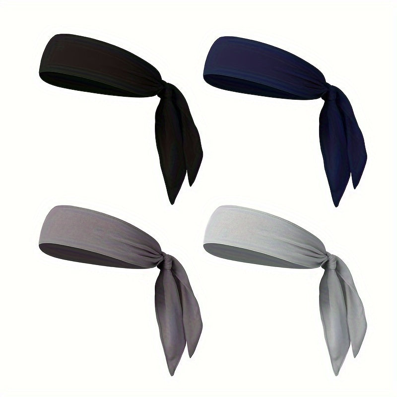 4pcs Solid Winter Men's Tie Long Fitness Hair Band