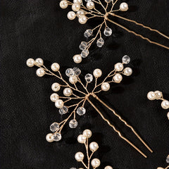 4pcs Wedding Hairpin Bridal Hair Accessories Faux Pearl Crystal U shaped