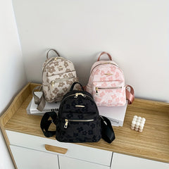 Mini Flower Jacquard Backpack Canvas School Bag Women's Sweet Daypack