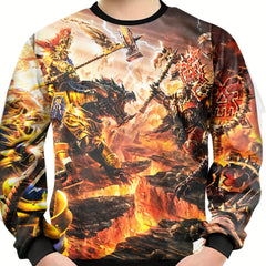 Teens 3D Fighting Scene Battle Print Sweatshirt Kids Casual Pullover