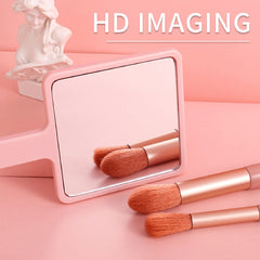 Square Handheld Beauty Mirror with Handle for Daily & Outgoing Use