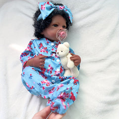 Realistic Newborn Baby Dolls Girl 20 Inch with Open Brown Eyes & Hair