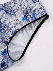 Plus Size Chinoiserie Print Underwear Set
