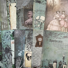 12pcs Vintage Halloween Scary Ghost Scrapbook Papers, Card Making DIY Crafts