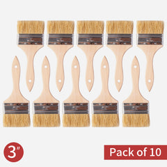10 Pack Chip Paint Brushes Set - Natural Bristle - Painting Stain