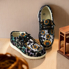 Girl's Flower Slip On Loafer Shoes - Non Slip Casual Sneakers