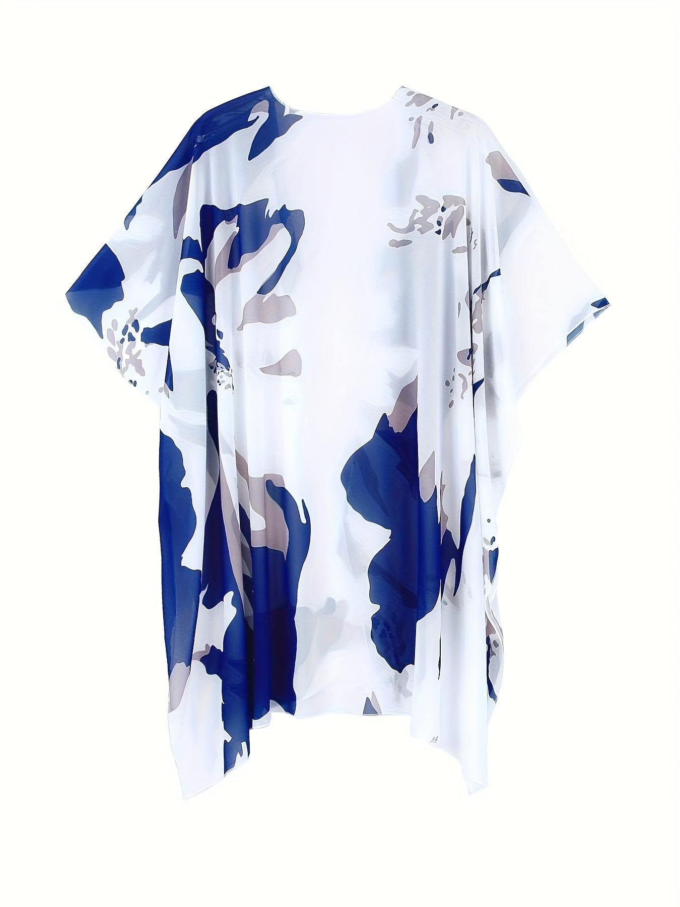 Graphic Print Batwing Sleeve Cover Up