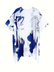 Graphic Print Batwing Sleeve Cover Up