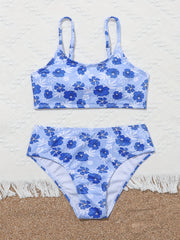 2pcs Girls Flower Top & Shorts Swimsuit Summer Clothes