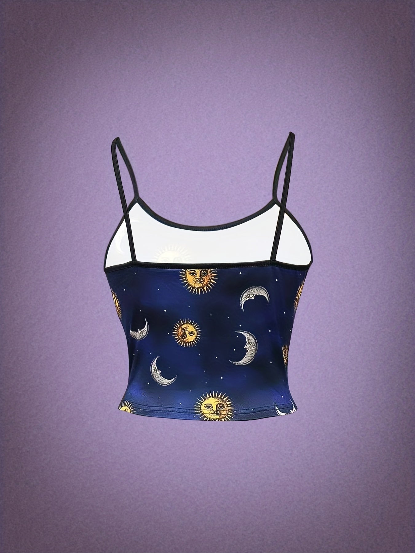 Halloween Moon & Sun Print Cami Top Gothic Summer Sleeveless Top