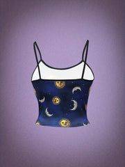 Halloween Moon & Sun Print Cami Top Gothic Summer Sleeveless Top