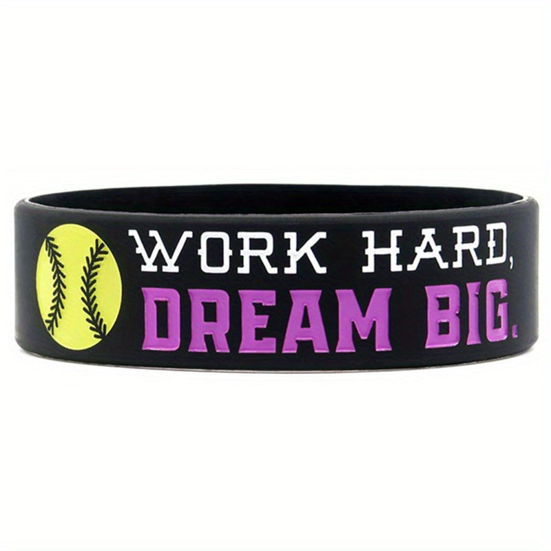 Motivational Softball Silicone Bracelet for Players - Never Give Up!