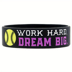Motivational Softball Silicone Bracelet for Players - Never Give Up!