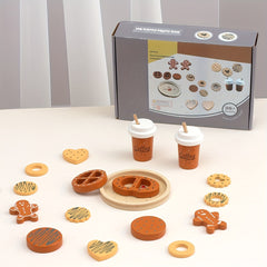 Kids Wooden Coffee Cookie Toy Set with Tray - Perfect Birthday Gift