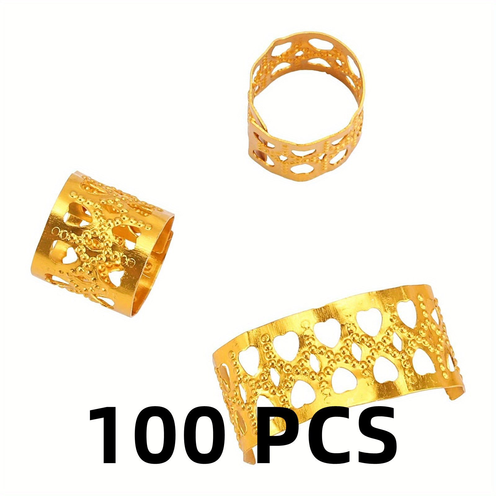 100pcs Hair Hollow Beads Dreadlocks Rings Afro Beard Beads Hair Jewelry