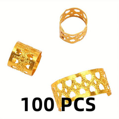 100pcs Hair Hollow Beads Dreadlocks Rings Afro Beard Beads Hair Jewelry