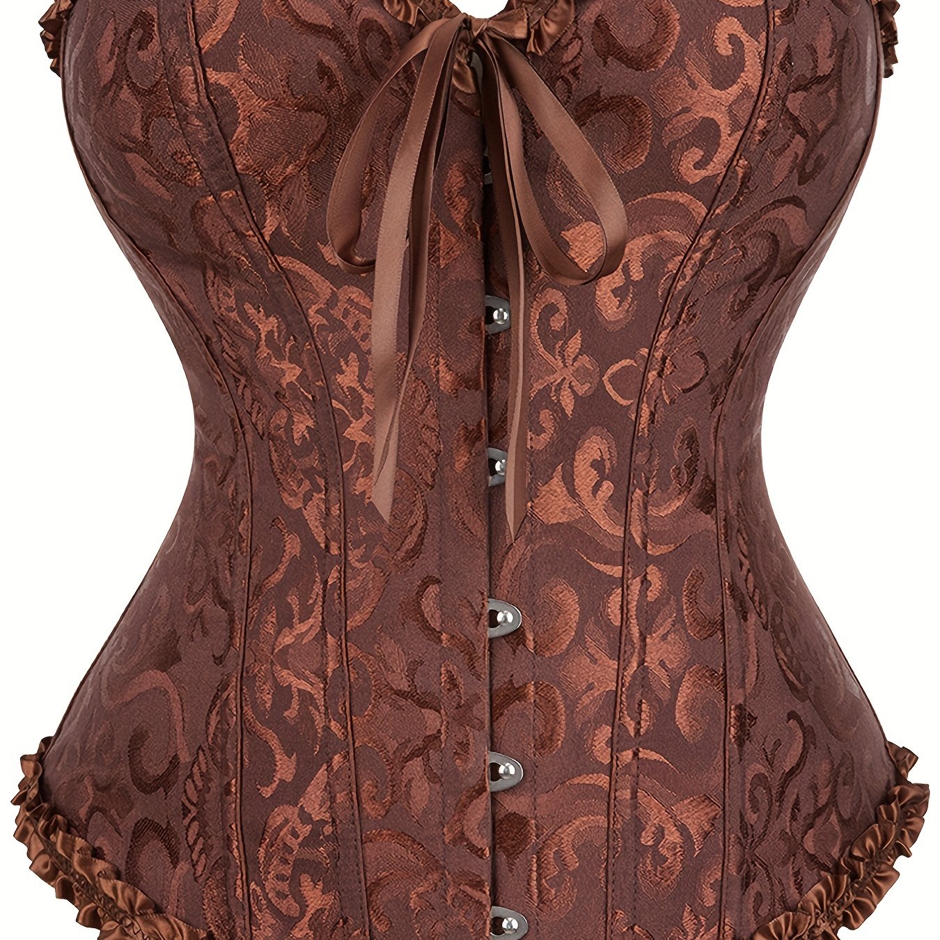 Women's Floral Jacquard Lace Up Underbust Corset