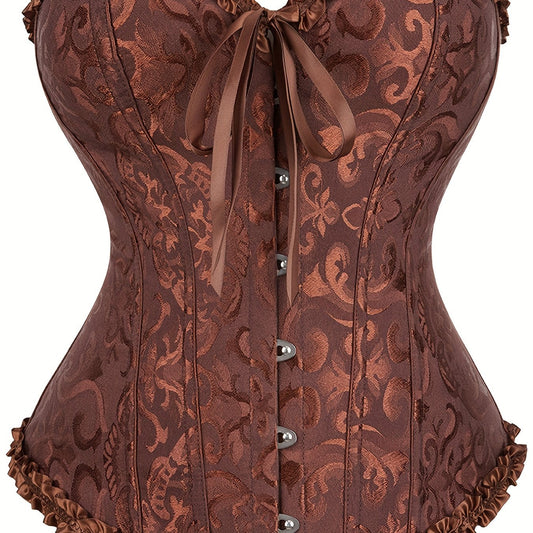 Women's Floral Jacquard Lace Up Underbust Corset