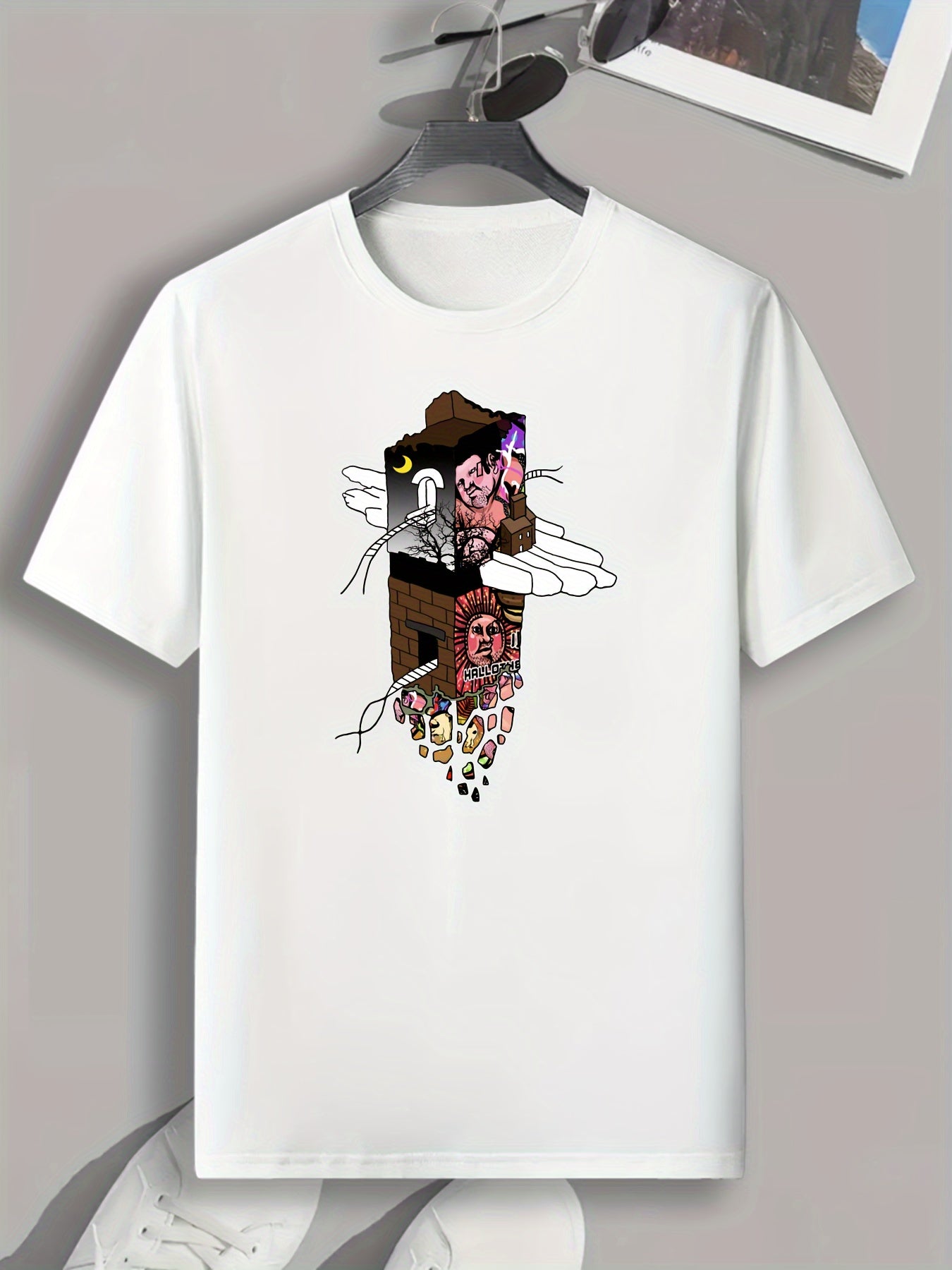 Cartoon Print Men's Graphic T shirt for Summer