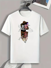 Cartoon Print Men's Graphic T shirt for Summer