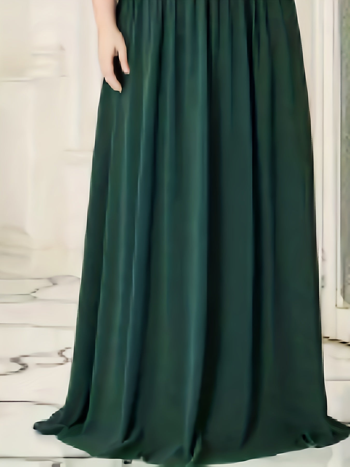 Colorblock Sequin Half Sleeve V Neck Maxi Wedding Dress